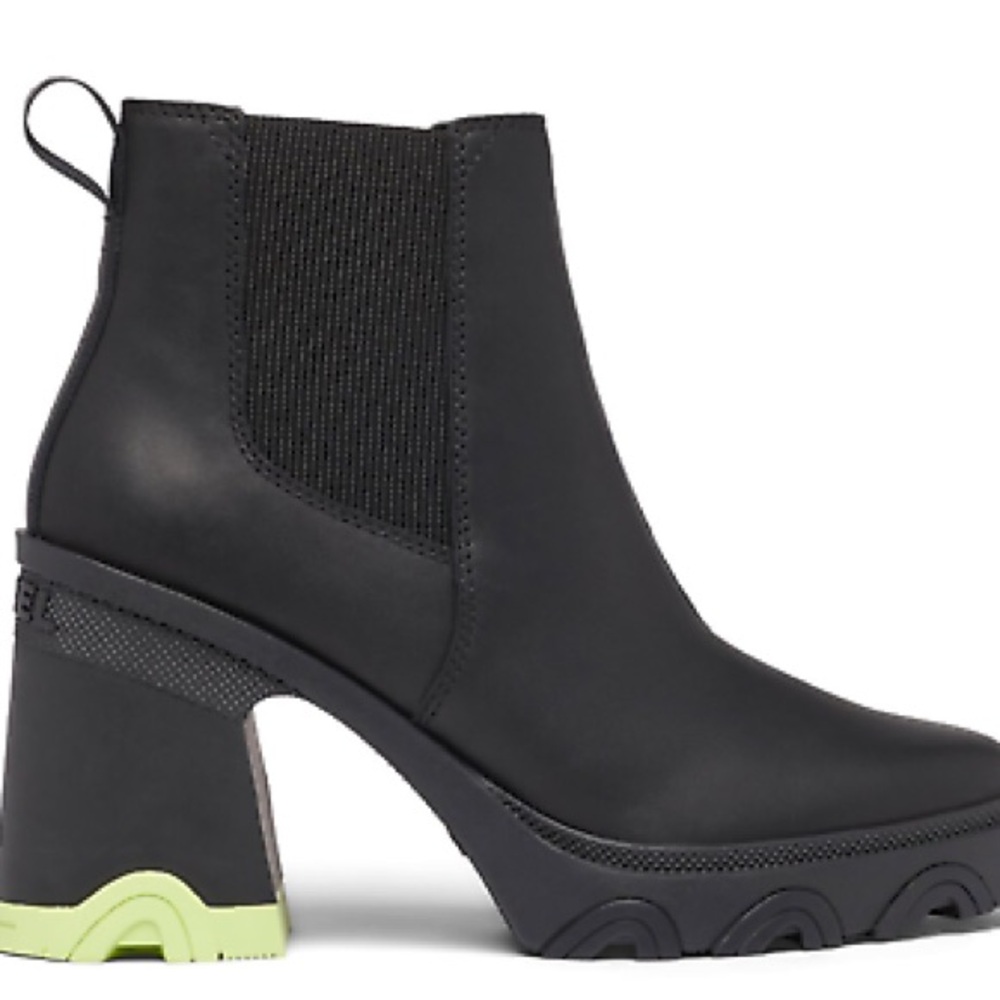 Sorel Black Heeled Boots with Neon Accents - Picture 4 of 6